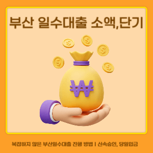 부산일수대출, 빠른 소액단기대출로 당일 해결하세요